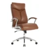 Modern Comfort Verismo Bonded Leather High-Back Executive Chair, Brown/Chrome, BIFMA Certified