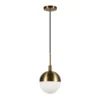 Orb 8" Wide Small Pendant With Glass Shade In Brass/White Milk