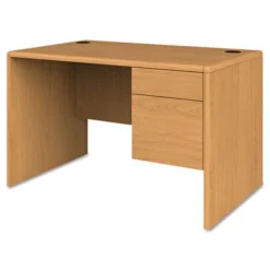 HON 10700 Series Single Pedestal Desk With Three-Quarter Height Right Pedestal, 48" X 30" X 29.5", Harvest