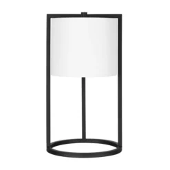 Peyton 22" Tall Asymmetric Table Lamp With Fabric Shade In Blackened Bronze/White