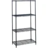 Safco Industrial Wire Shelving Starter Kit, Four-Shelf, 48w X 18d X 72h, Black