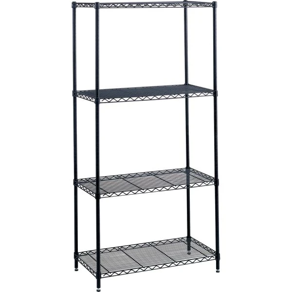 Safco Industrial Wire Shelving Starter Kit, Four-Shelf, 48w X 18d X 72h, Black 1 Safco Industrial Wire Shelving Starter Kit, Four-Shelf, 48w X 18d X 72h, Black