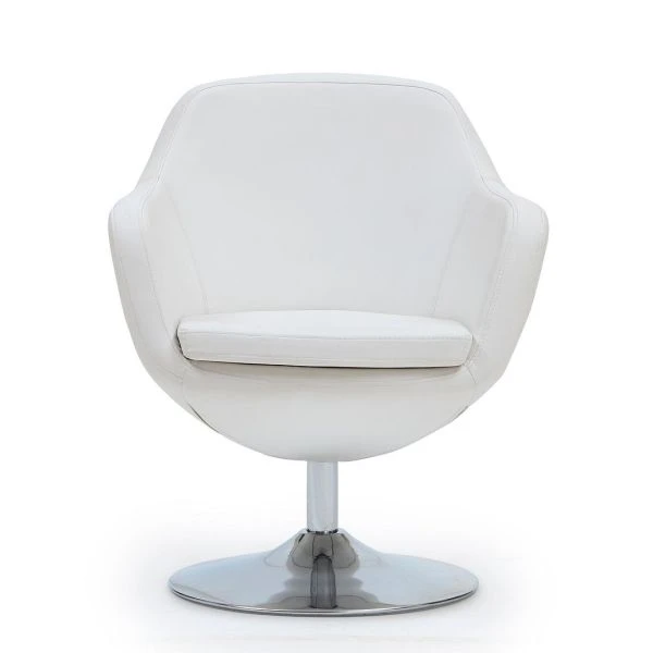 Caisson Faux Leather Swivel Accent Chair In White And Polished Chrome (Set Of 2) 4 Caisson Faux Leather Swivel Accent Chair In White And Polished Chrome (Set Of 2) - Image 4