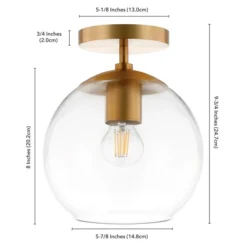 Bartlett 9" Wide Semi Flush Mount With Glass Shade In Brass/Clear -office furniture sale 42b4bced76aff8db32c470552780bfc041