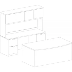 Lorell Prominence 2.0 Mahogany Laminate Double-Pedestal Credenza - 2-Drawer -office furniture sale 42be7885c4d06b91f0d3c5bf94849afa20