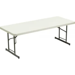 SKILCRAFT Folding Table - Rectangle Top - 72" Table Top Width X 30" Table Top Depth - Assembly Required - Platinum - High-density Polyethylene (HDPE) - TAA Compliant