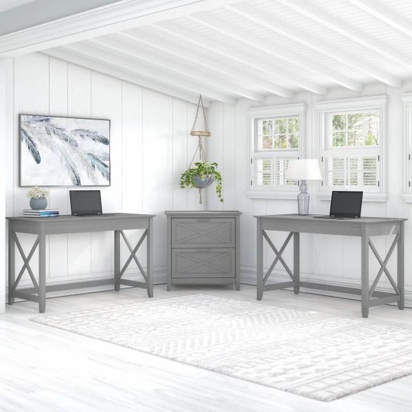 Bush Furniture Key West 2 Person Desk Set With Lateral File Cabinet In Cape Cod Gray 7 Bush Furniture Key West 2 Person Desk Set With Lateral File Cabinet In Cape Cod Gray - Image 7