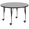 Flash Furniture Mobile 48'' Round Activity Table With Grey Thermal Fused Laminate Top And Height Adjustable Preschool Legs