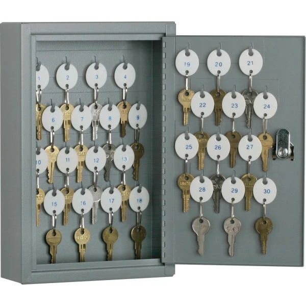 SKILCRAFT Key Cabinet - 12.3" X 8" X 2.6" - Hinged Door(s) - Cylinder Lock, Scratch Resistant, Corrosion Resistant - Gray - Baked Enamel - Steel - Recycled 1 SKILCRAFT Key Cabinet - 12.3" X 8" X 2.6" - Hinged Door(s) - Cylinder Lock, Scratch Resistant, Corrosion Resistant - Gray - Baked Enamel - Steel - Recycled