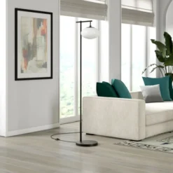 Blume 68" Tall Arc Floor Lamp With Glass Shade In Blackened Bronze/Milk White -office furniture sale 43dfd5eef0ea2fa1401bab48cc1f912d31