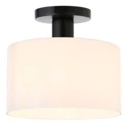 Henri 10" Wide Semi Flush Mount With Glass Shade In Matte Black/White Milk -office furniture sale 43e6b9fd4d93e8a6bbba5f2abb504f6a36