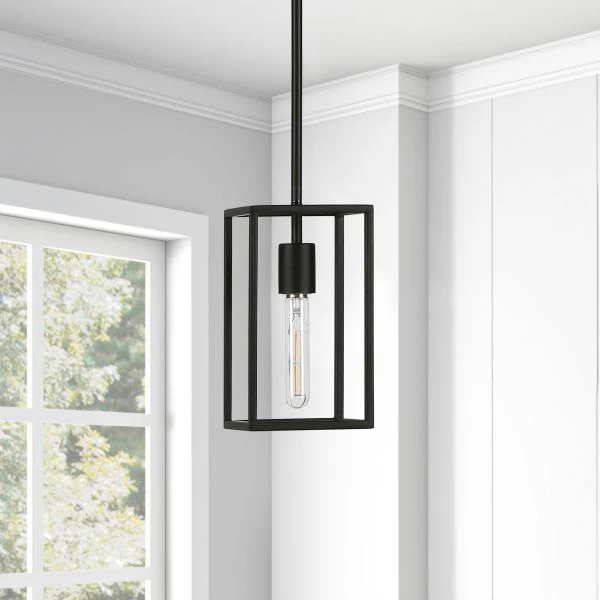Cuadro 6" Wide Open-Framed Pendant In Blackened Bronze/No Shade 3 Cuadro 6" Wide Open-Framed Pendant In Blackened Bronze/No Shade - Image 3