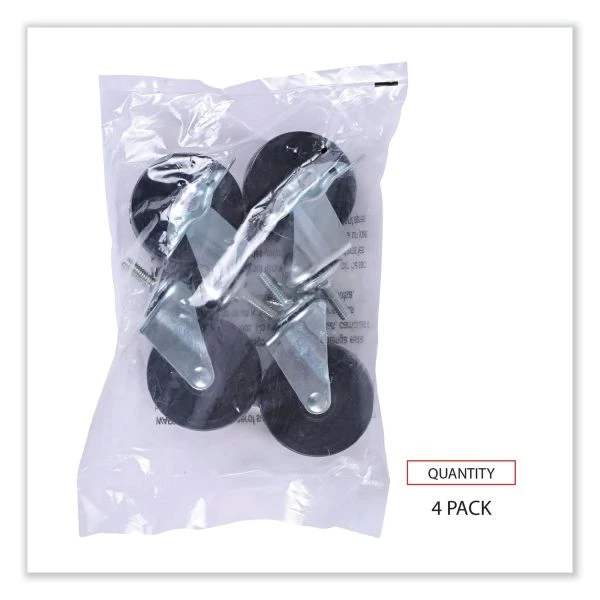 Alera Optional Casters For Wire Shelving, Grip Ring Stem, 3" Wheel, Black, 4/Set (2 Locking) 5 Alera Optional Casters For Wire Shelving, Grip Ring Stem, 3" Wheel, Black, 4/Set (2 Locking) - Image 5