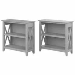 Bush Furniture Key West Small 2 Shelf Bookcase - Set Of 2 In Cape Cod Gray