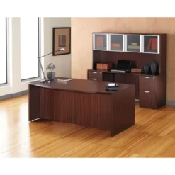Alera Valencia Series Bow Front Desk Shell, 71" X 41.38" X 29.63", Mahogany 9 Alera Valencia Series Bow Front Desk Shell, 71" X 41.38" X 29.63", Mahogany -office furniture sale 4584353fc4ea031340b3243d7fd45b9af8