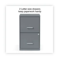 Alera Soho Vertical File Cabinet, 2 Drawers: File/File, Letter, Charcoal, 14" X 18" X 24.1"