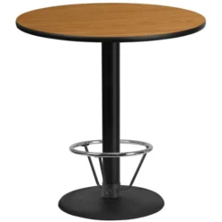 Stiles 42'' Round Natural Laminate Table Top With 24'' Round Bar Height Table Base And Foot Ring