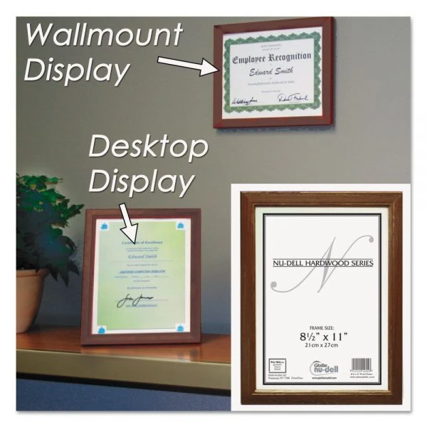 NuDell Solid Oak Hardwood Frame, 8.5 X 11, Walnut Finish 2 NuDell Solid Oak Hardwood Frame, 8.5 X 11, Walnut Finish - Image 2