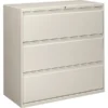 HON 800 Series Three-Drawer Lateral File, Letter/Legal/A4, 42w X 18d X 39.13h, Light Gray