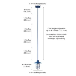 Bay 8.25" Wide Lantern Pendant With Glass/Metal Shade In Blue/Clear -office furniture sale 4625d5bbcec10dc1148661950066b93de0