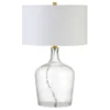 Casco 24" Tall Table Lamp With Fabric Shade In Textured Clear Glass/Brass/White