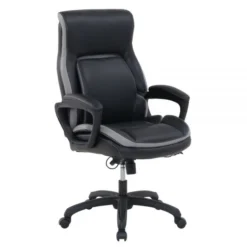 Shaquille O'Neal Amphion Ergonomic Bonded Leather High-Back Executive Chair, Black