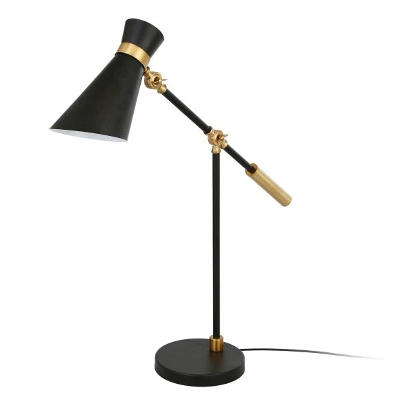 Rex 30" Tall Two-Tone Table Lamp With Metal Shade In Black/Brass/Black 1 Rex 30" Tall Two-Tone Table Lamp With Metal Shade In Black/Brass/Black