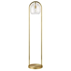 Sydney 64" Floor Lamp With Seeded Glass Shade In Brushed Brass
