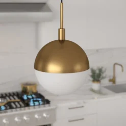 Orb 10" Wide Large Pendant With Glass Shade In Brass/White Milk 12 Orb 10" Wide Large Pendant With Glass Shade In Brass/White Milk -office furniture sale 47767f82833d709660a60c2e3513c3f880