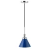 Zeno 8.5" Wide Pendant With Metal Shade In Blue/Polished Nickel/Blue