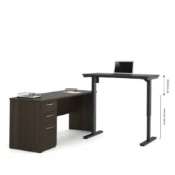 Bestar Embassy L-Desk Including Electric Height Adjustable Table In Dark Chocolate -office furniture sale 479f276b4eec942c24aa8f4e374f718441