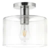 Henri 10" Wide Semi Flush Mount With Glass Shade In Polished Nickel/Clear