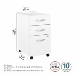 Bush Business Furniture Studio A 3 Drawer Mobile File Cabinet In White - Assembled -office furniture sale 485942da5eb07af12dbf76446fe4a3d4d2