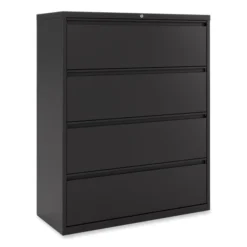 Alera Lateral File, 4 Legal/Letter-Size File Drawers, Black, 42" X 18.63" X 52.5"