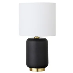 Lambert 15" Tall Ceramic Mini Lamp With Fabric Shade In Matte Black/White