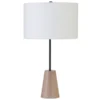 Killian 25.5" Limed Oak Table Lamp With Fabric Shade In Matte Black