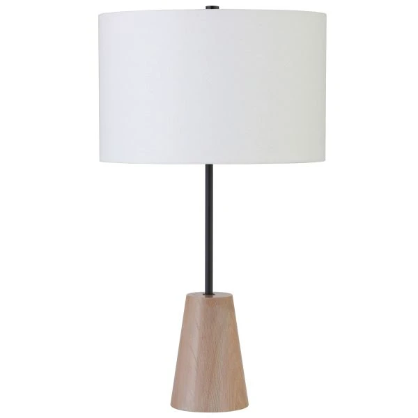 Killian 25.5" Limed Oak Table Lamp With Fabric Shade In Matte Black 1 Killian 25.5" Limed Oak Table Lamp With Fabric Shade In Matte Black