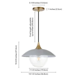 Alvia 14.5" Wide Pendant With Metal/Glass Shade In Cool Gray/Brass/Clear -office furniture sale 49d5d7c5e04077454c9f46d722c9bff866