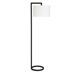 Grayson 64" Tall Floor Lamp With Fabric Shade In Blackened Bronze/White