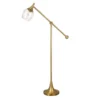 Ranger Boom Arm Floor Lamp With Glass Shade In Brass/Clear