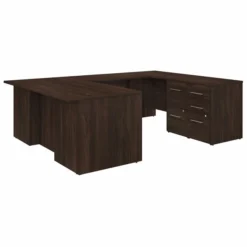 Bush Business Furniture Office 500 72W U Shaped Executive Desk With Drawers In Black Walnut