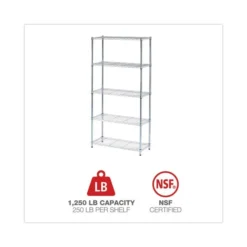 Alera Residential Wire Shelving, Five-Shelf, 36w X 14d X 72h, Silver -office furniture sale 4a1e64b0fe2252a36f6c54b6ee3dec2557