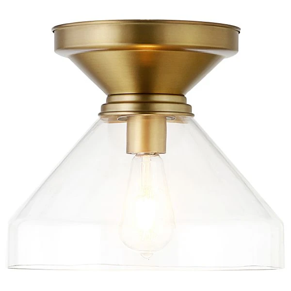 Abbott 12" Wide Flush Mount With Glass Shade In Brushed Brass/Clear 2 Abbott 12" Wide Flush Mount With Glass Shade In Brushed Brass/Clear - Image 2