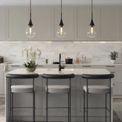 Ambrose 7.63" Wide Pendant With Glass Shade In Blackened Steel/Clear -office furniture sale 4a32497a5c6a2d9caef4b41018deab8ac5