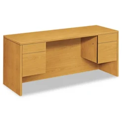 HON 10500 Series Kneespace Credenza With 3/4-Height Pedestals, 60w X 24d X 29.5h, Harvest