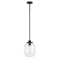 Agnolo 9.62" Wide Pendant With Glass Shade In Blackened Bronze/Clear