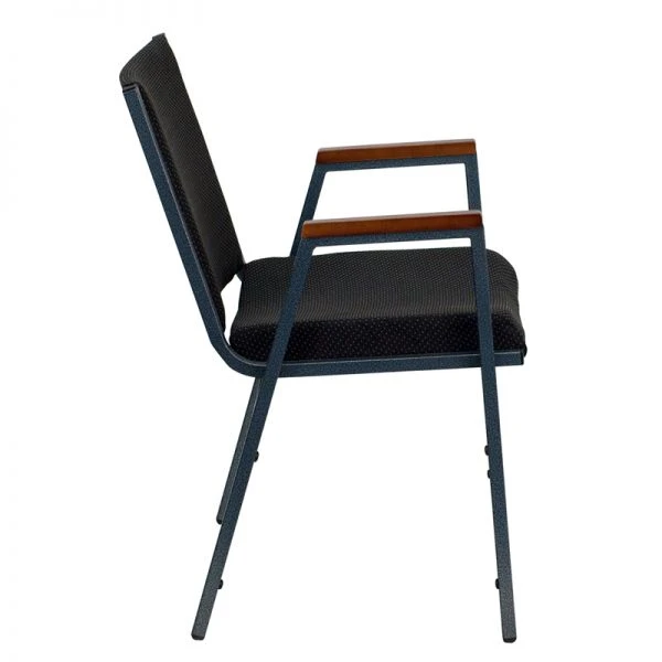 Flash Furniture HERCULES Series Heavy Duty, 3'' Thickly Padded, Black Patterned Upholstered Stack Chair With Arms And Ganging Bracket 3 Flash Furniture HERCULES Series Heavy Duty, 3'' Thickly Padded, Black Patterned Upholstered Stack Chair With Arms And Ganging Bracket - Image 3