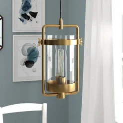 Orion 11" Wide Industrial Pendant With Glass Shade In Brass/Clear -office furniture sale 4b33c8860d6e94b35409c38bd175f1c8b5