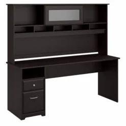Bush Furniture Cabot 72W Computer Desk With Hutch And Drawers In Espresso Oak