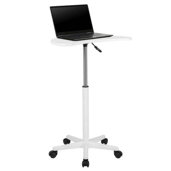 Eve White Sit To Stand Mobile Laptop Computer Desk 2 Eve White Sit To Stand Mobile Laptop Computer Desk - Image 2